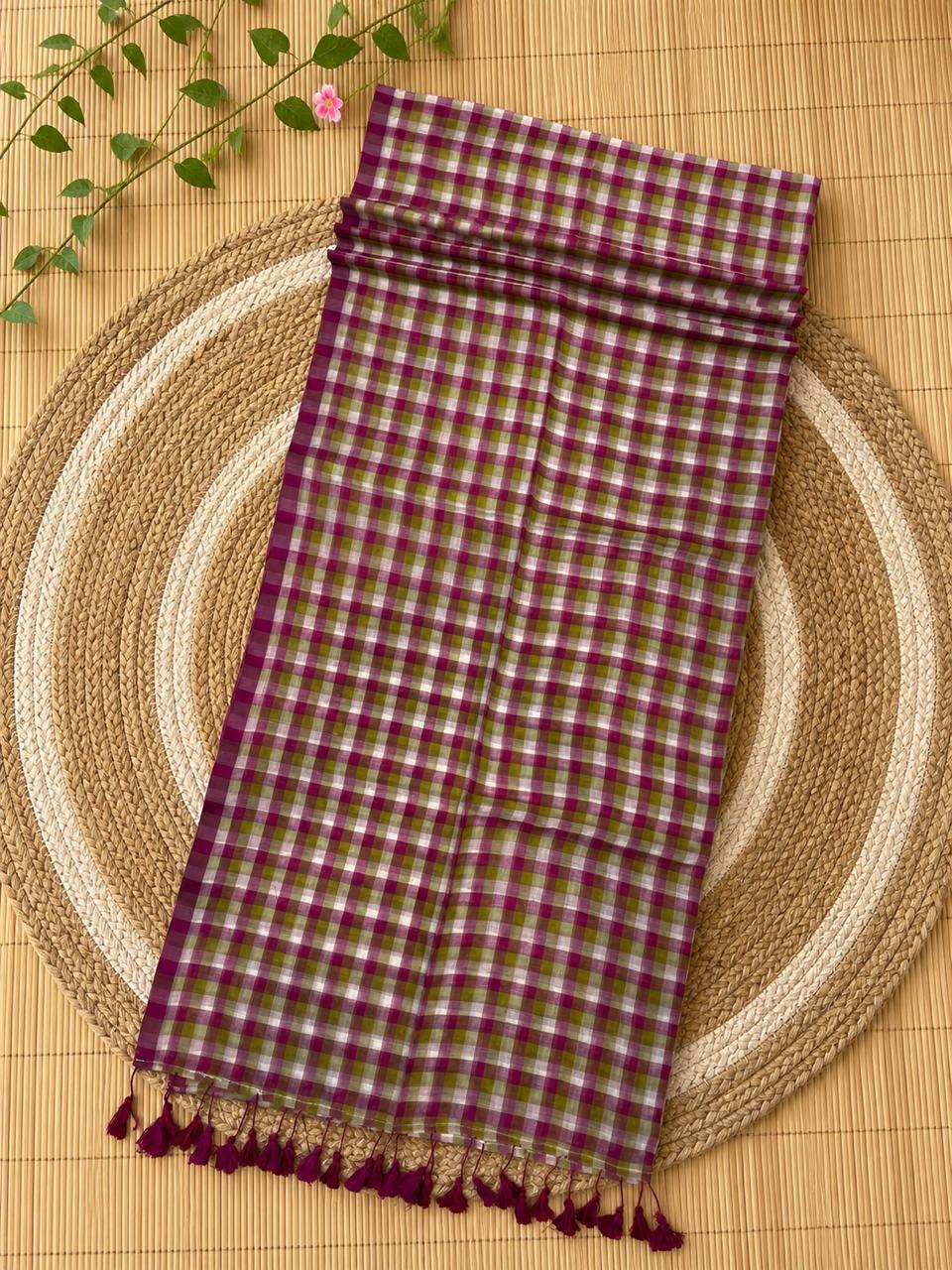 Authentic pure cotton special handloom check saree in Mal Cotton by Rihyaaz