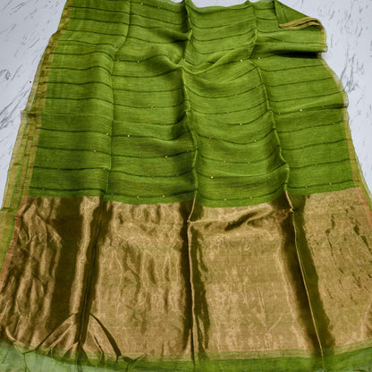 Nakshi Tissue Palla Resham Sequin Weaved Matka Saree by Rihyaaz, featuring elegant traditional weaving and luxurious tissue palla detailing.