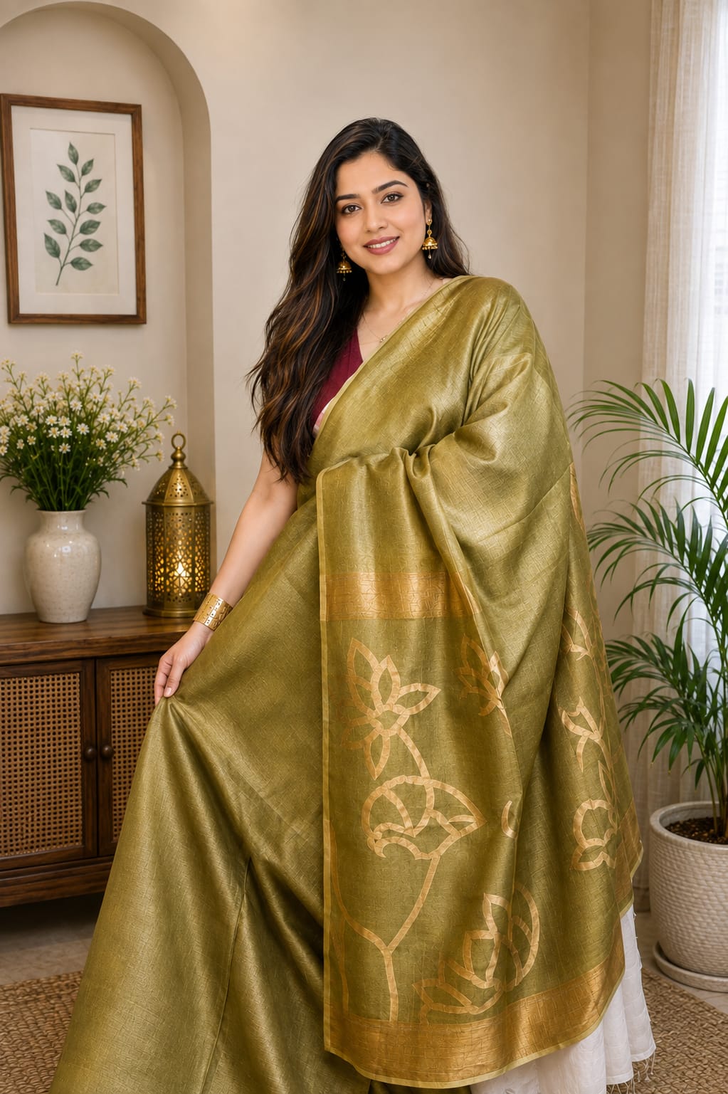 Ayat Linen Silk Resham Anchal Copper Silver Zari Jamdani Weaved Saree by Rihyaaz – Premium Handwoven Festive & Wedding Saree