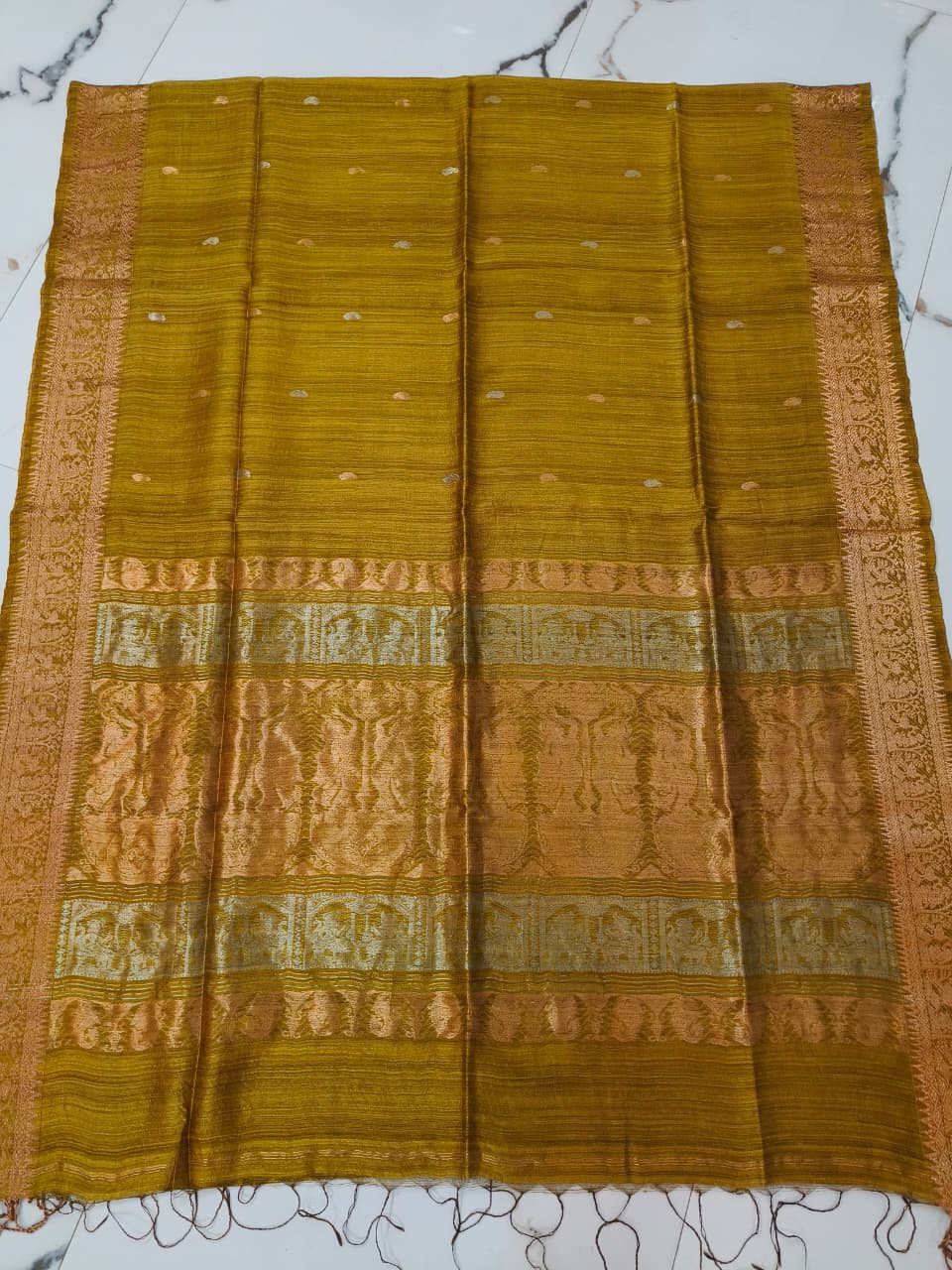 Rajanya handwoven Matka Silk Swarnachari Zari Baluchari saree with BP by Rihyaaz