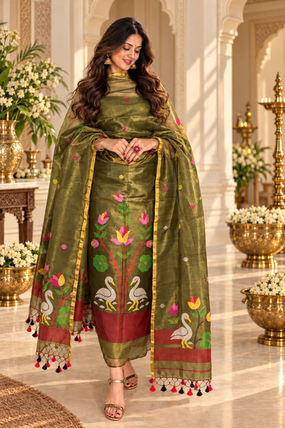 Sukh – Tissue Needle Jamdani Suit with Royal Sheen | Rihyaaz Fashions