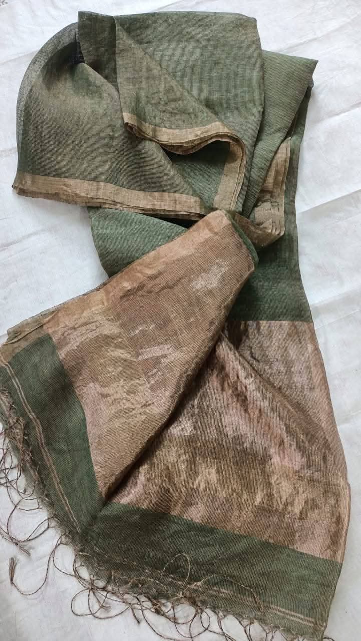 Liya - Silk Tissue Weaved Linen Saree with shimmering tissue palla by Rihyaaz, premium handwoven festive ethnic saree for weddings and celebrations.