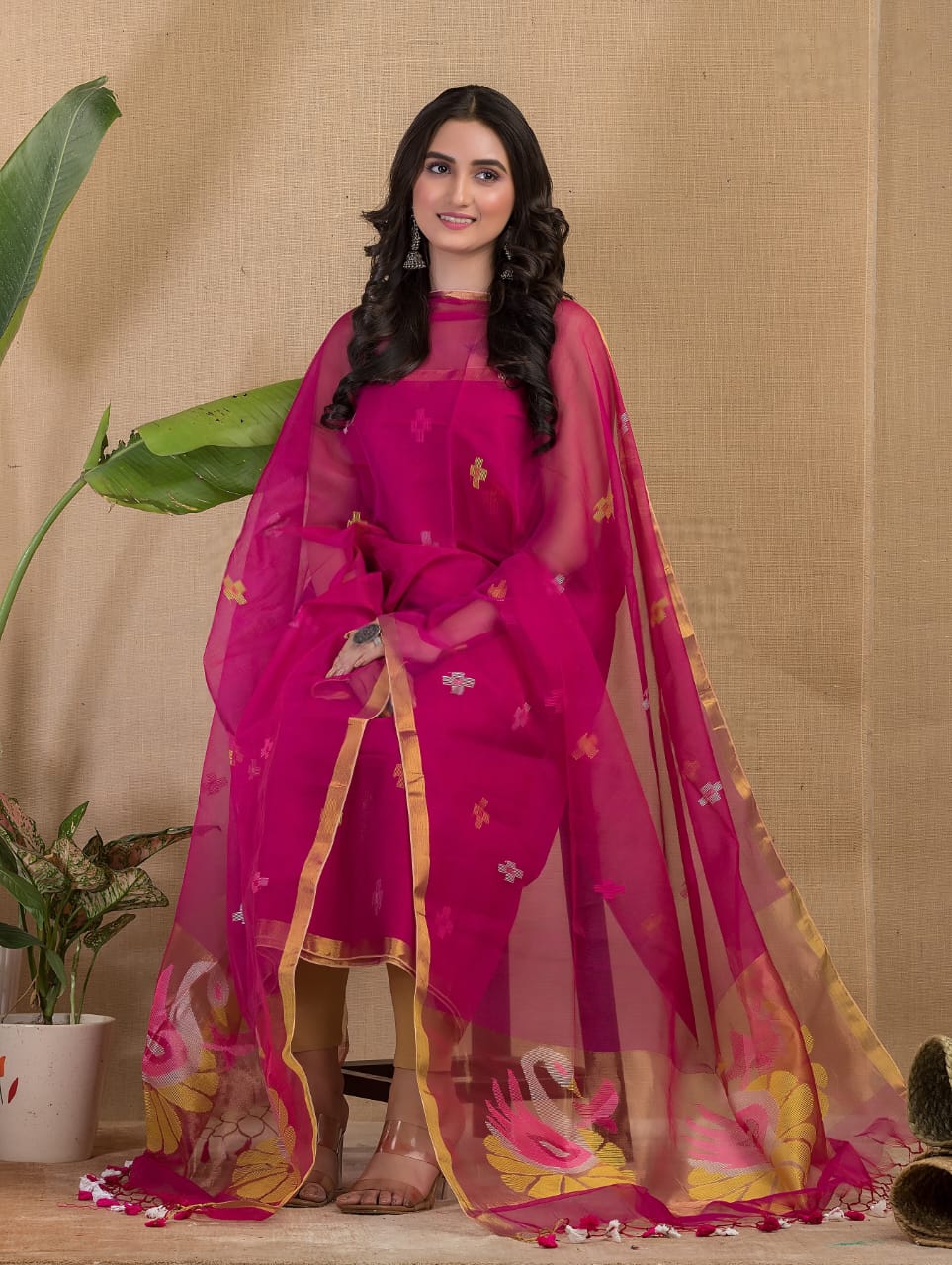 🍁 Muslin Paithani Jamdani Suits – Elegant Handwoven Weave by Rihyaaz