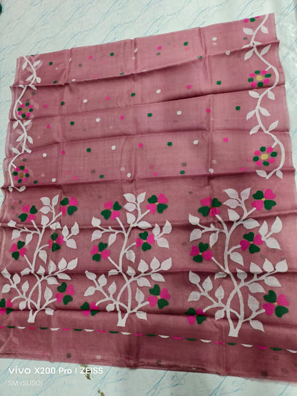 Hashnuhana Pure Muslin Handwoven Jamdani Saree by Rihyaaz, Silk Mark Certified premium handcrafted saree with intricate traditional Jamdani weaving, luxury ethnic wear for weddings and festive occasions