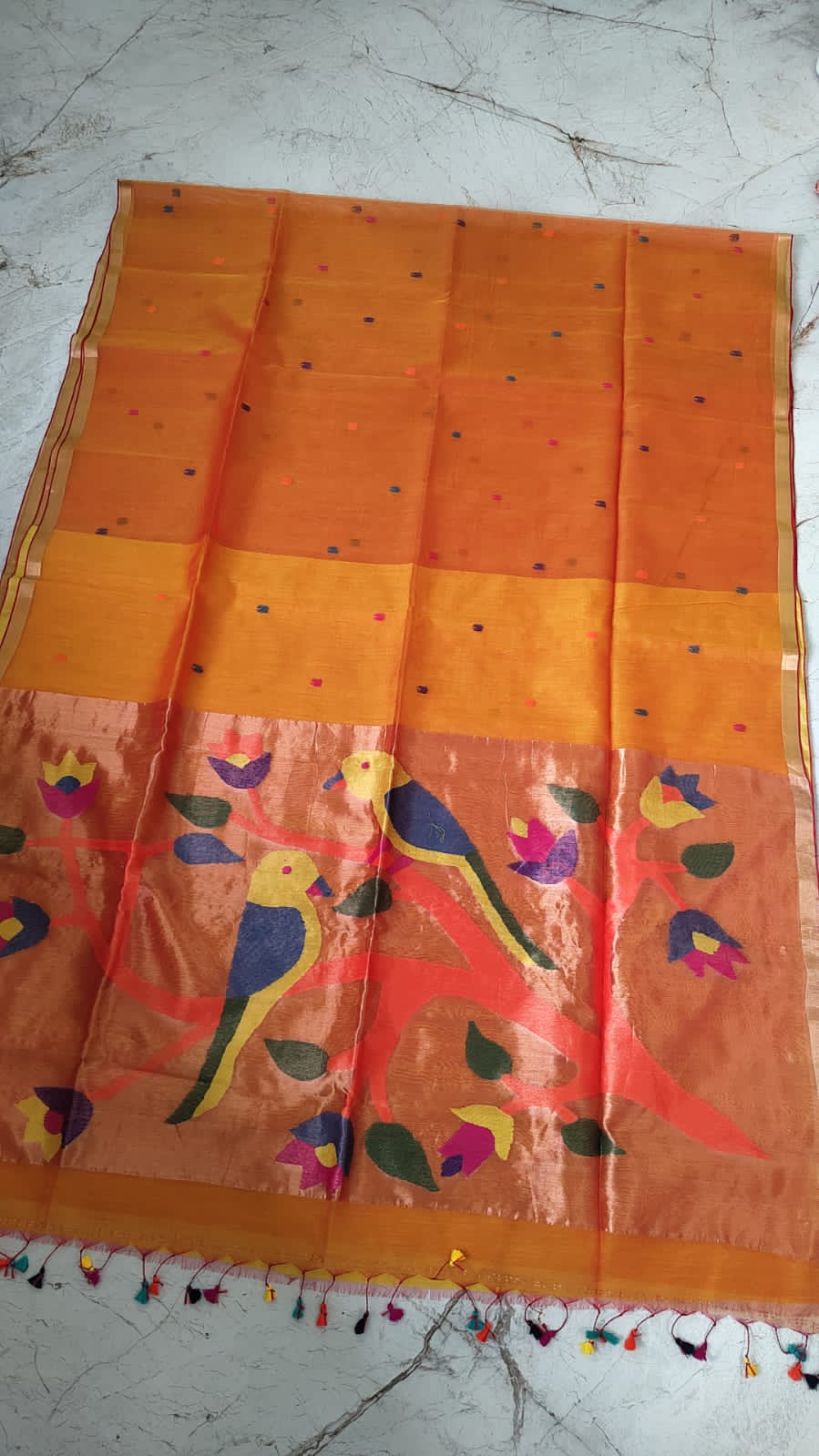 MAHI Muslin Paithani saree Silk Mark certified handwoven saree by Rihyaaz