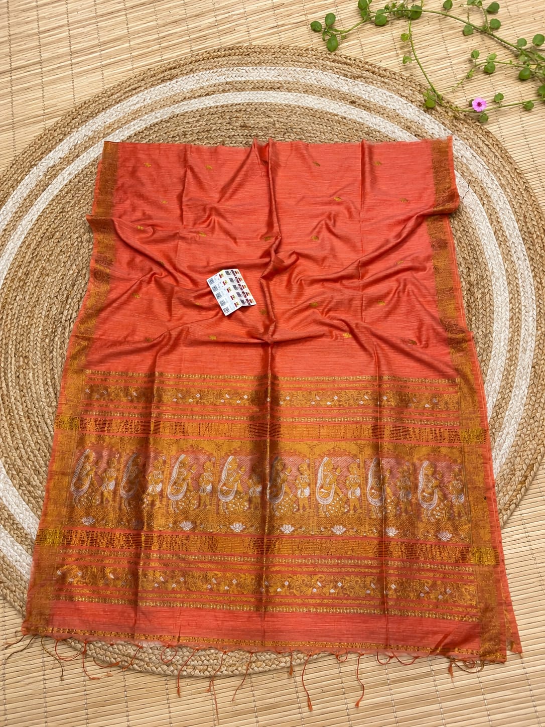 Rajya Matka Swarnachari saree with intricate Krishna Yashoda motif by Rihyaaz