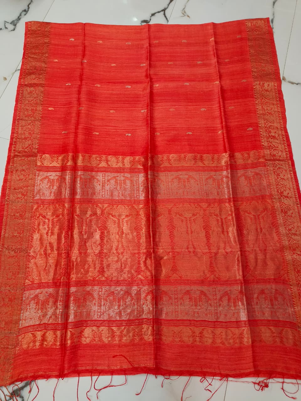 Rajanya handwoven Matka Silk Swarnachari Zari Baluchari saree with BP by Rihyaaz