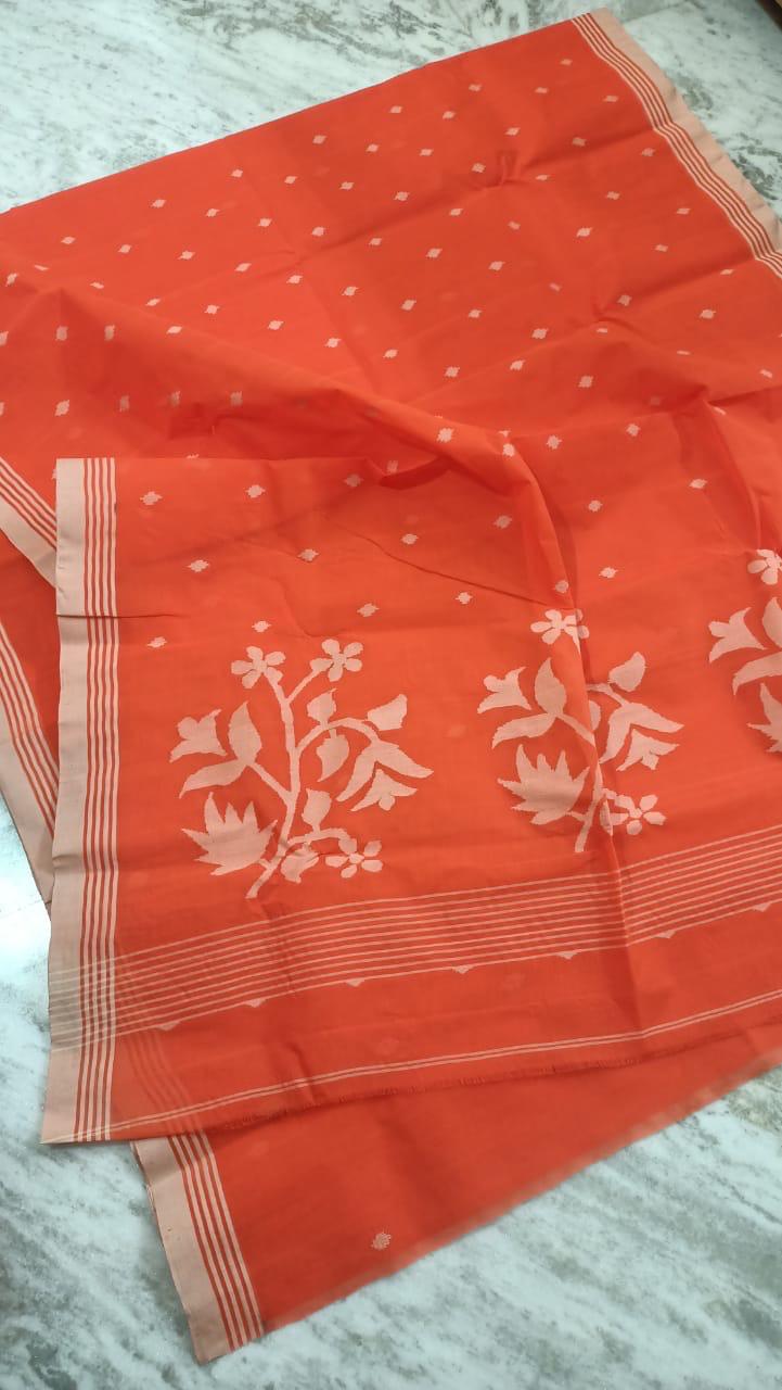 Pure Cotton by Cotton Handwork Needle Jamdani Saree | Handwoven & Handworked Saree | Rihyaaz