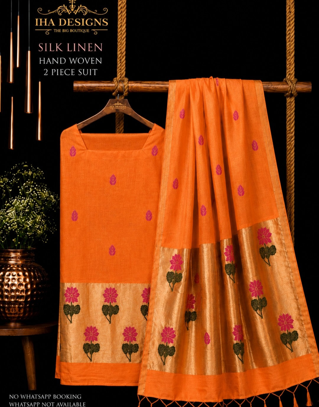 Samya silk linen tissue Meenakari Jamdani suit by Rihyaaz Fashions