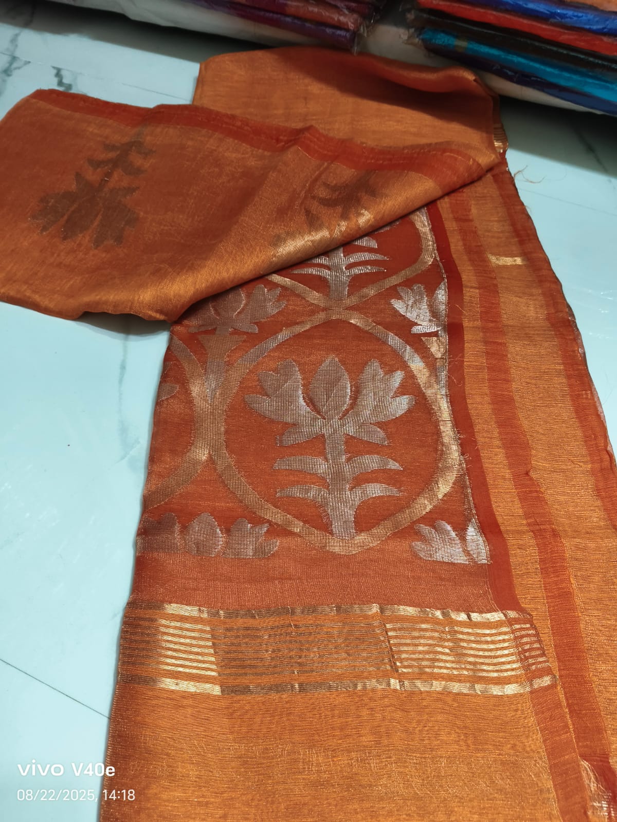 Padmini - Lotus Fusion Silk Linen Saree by Rihyaaz, premium handwoven silk linen saree with lotus-inspired design, lightweight festive ethnic wear for weddings and celebrations.