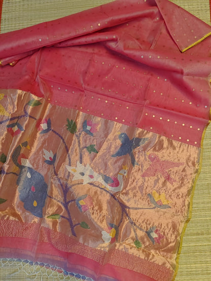 Goonj Traditional Resham Paithani saree with all-over sequin weave by Rihyaaz 