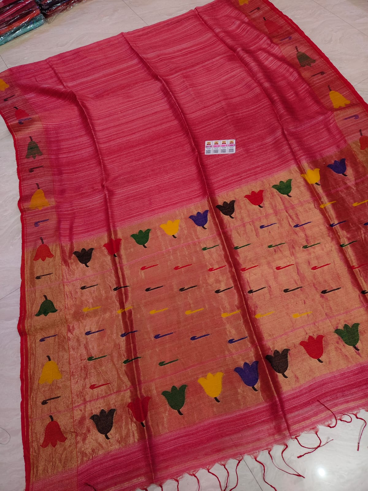 Ruhi Matka Silk Paithani saree with tissue palla by Rihyaaz, traditional handwoven Indian saree