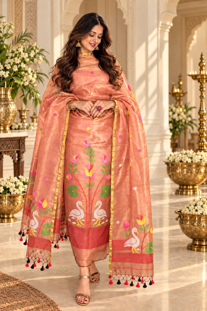 Sukh – Tissue Needle Jamdani Suit with Royal Sheen | Rihyaaz Fashions