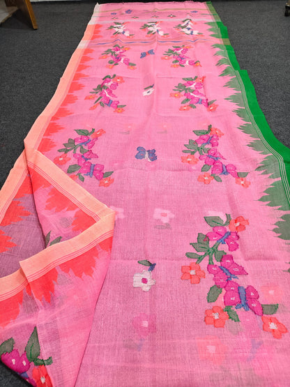 Exclusive handloom Manipuri saree with intricate all-over work, 13–14 haat long length and running blouse piece by Rihyaaz.