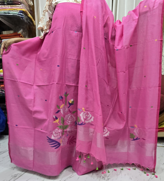 Gulaab Mul Cotton handwoven Jamdani suit set by Rihyaaz