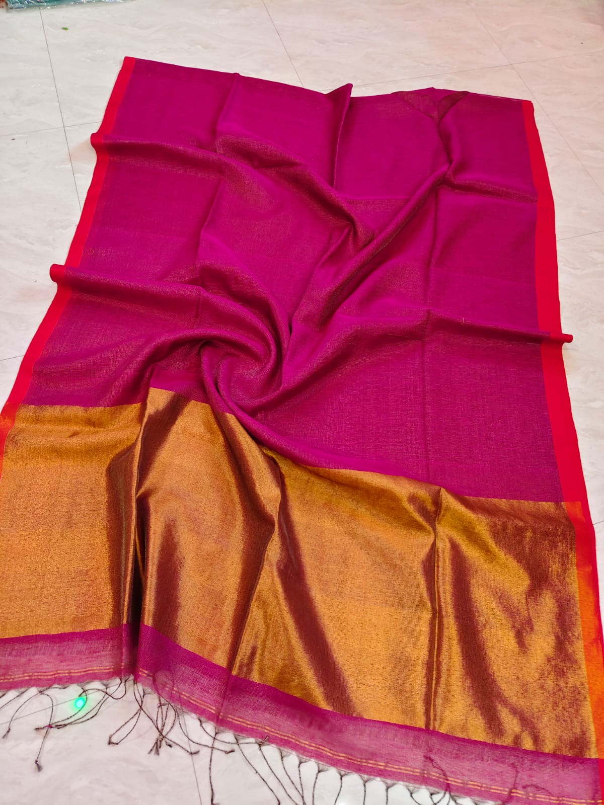 Premium Silk Linen Saree by RIHYAAZ, available in multiple colours with elegant drape and running blouse piece