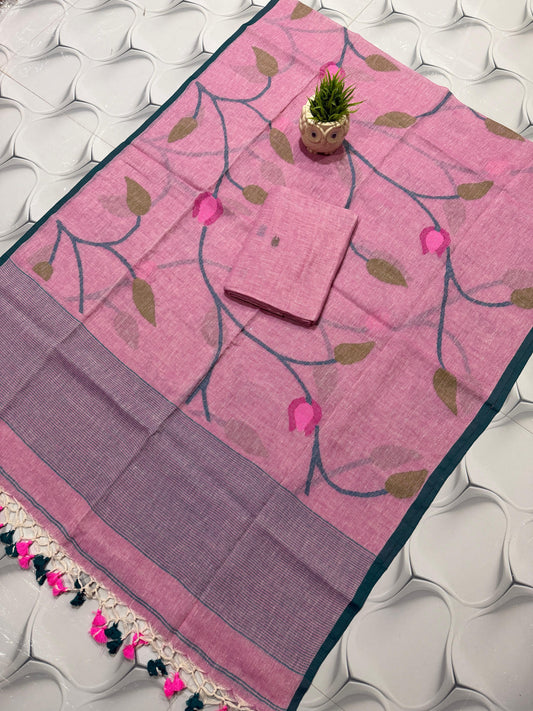 🍁 Pure Joyshree Linen Jamdani Handwoven Suits 🍁| Rihyaaz