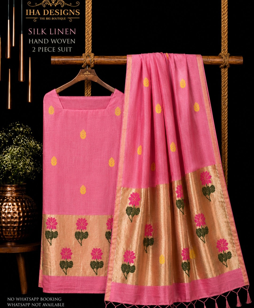 Samya silk linen tissue Meenakari Jamdani suit by Rihyaaz Fashions
