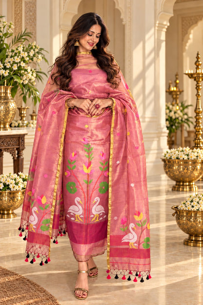 Sukh – Tissue Needle Jamdani Suit with Royal Sheen | Rihyaaz Fashions