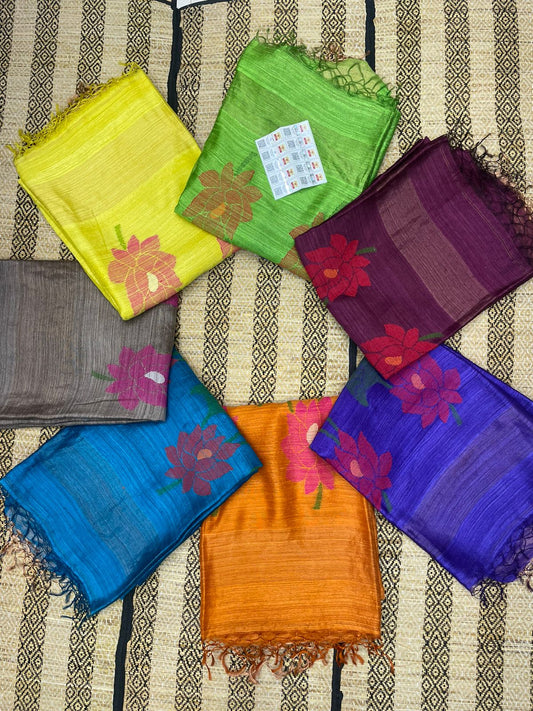 Nilot 100% pure Wash Matka Silk Jamdani saree with running blouse piece, Government Silk Mark certified | Rihyaaz