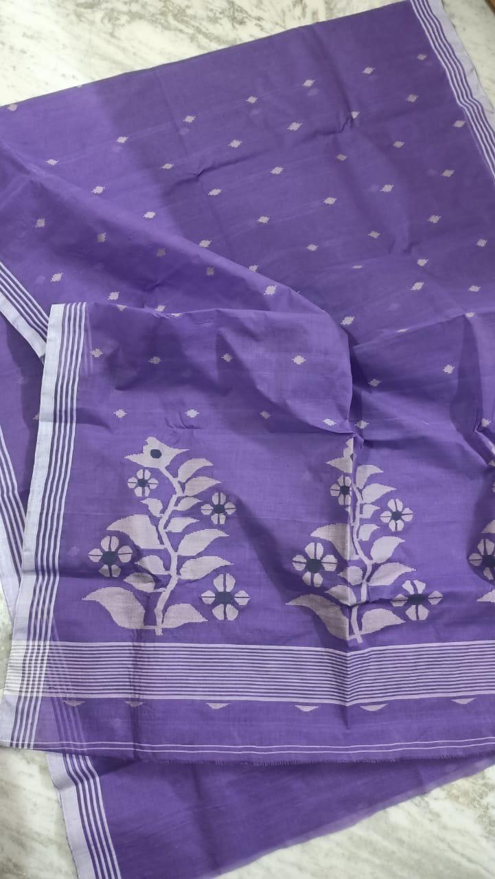 Pure Cotton by Cotton Handwork Needle Jamdani Saree | Handwoven & Handworked Saree | Rihyaaz