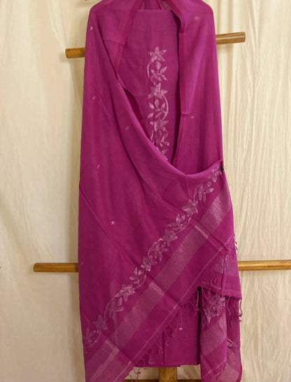 Ivy - Pure Jayshree Linen Suit by Rihyaaz with dual zari canopy-detail torso and matching canopy border dupatta in premium handwoven linen.