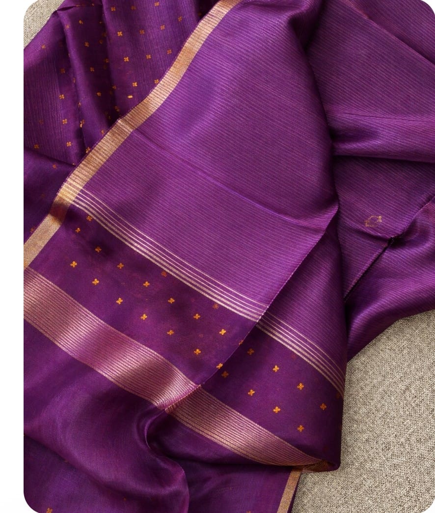 Rupal silk linen sequin woven kurta with micro striped weave and resham palla Jamdani dupatta by Rihyaaz premium handwoven ethnic suit set.