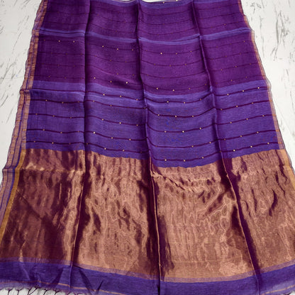 Nakshi Tissue Palla Resham Sequin Weaved Matka Saree by Rihyaaz, featuring elegant traditional weaving and luxurious tissue palla detailing.