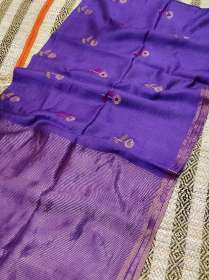 Tiffany Zari Weaved Tissue Silk by Modal Jamdani, premium handwoven lightweight saree with blouse piece by Rihyaaz