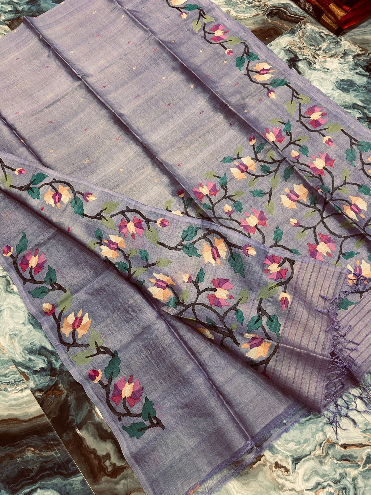 Karabi Pure Gachi Tussar Handwoven Saree with Designer Work Blouse Piece by Rihyaaz, premium handcrafted silk saree for weddings, festive wear, and ethnic occasions.