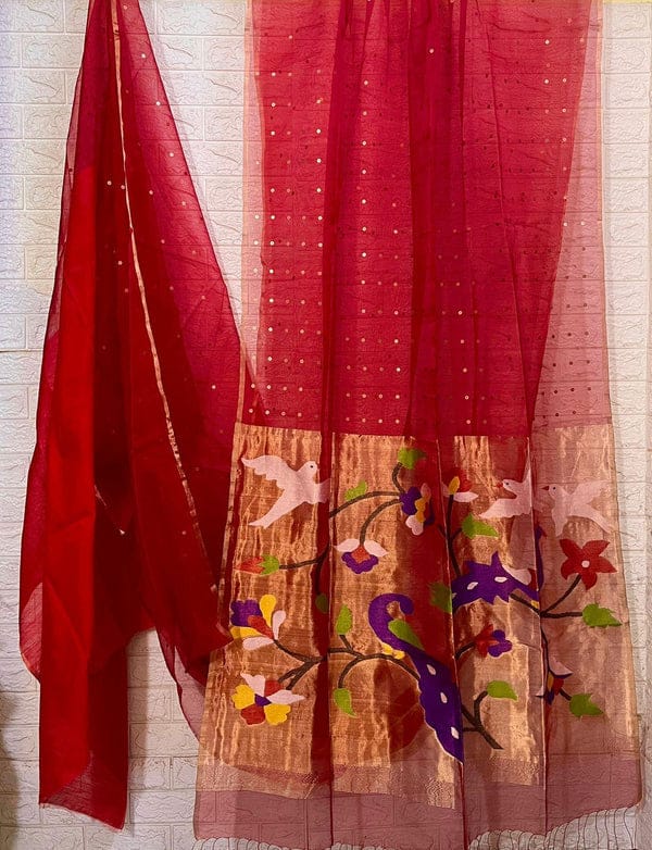 Goonj Traditional Resham Paithani saree with all-over sequin weave by Rihyaaz 