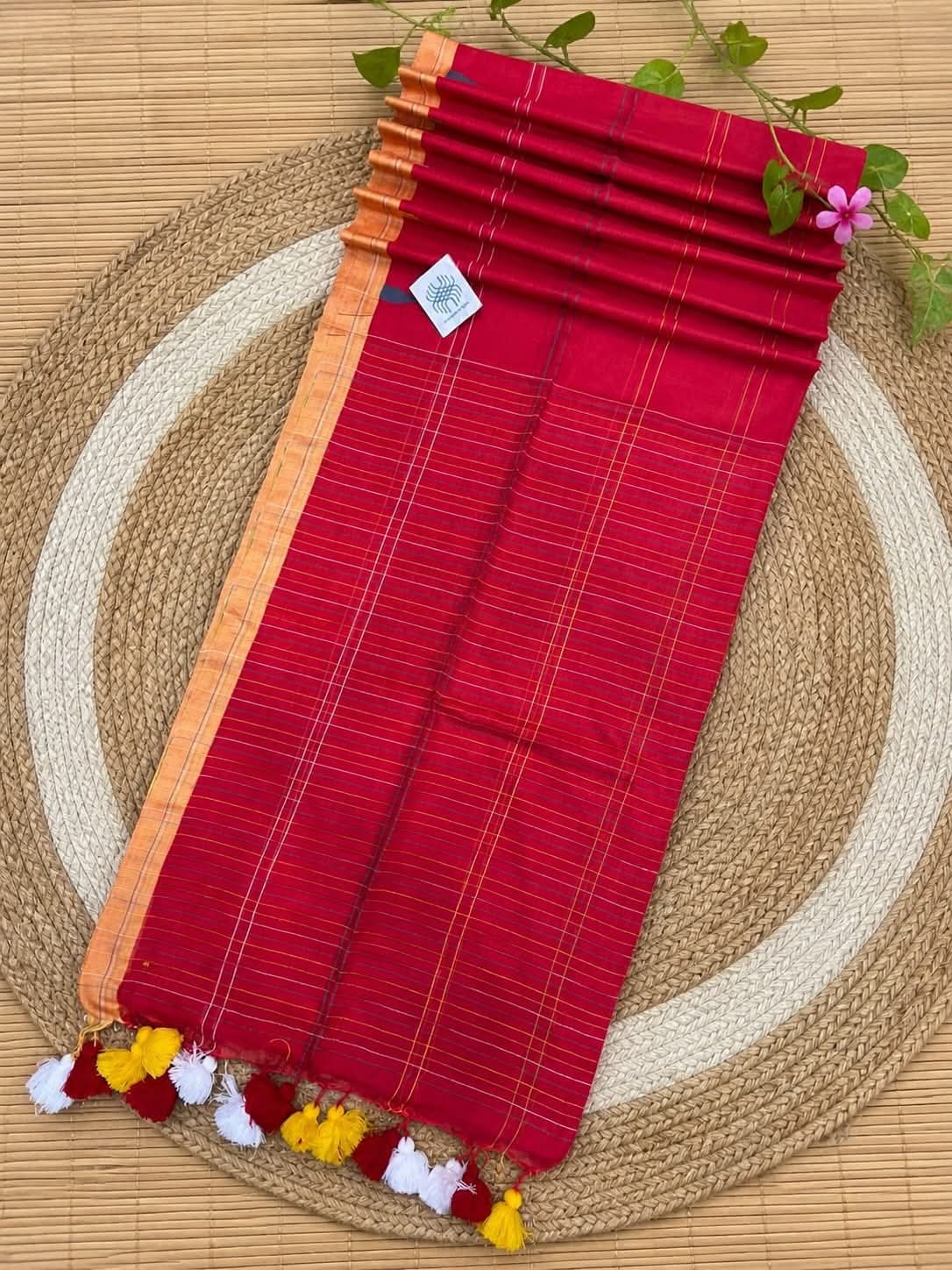 Authentic premium quality handloom Mul Cotton Buti Jamdani saree in 100% pure cotton with running blouse piece by Rihyaaz