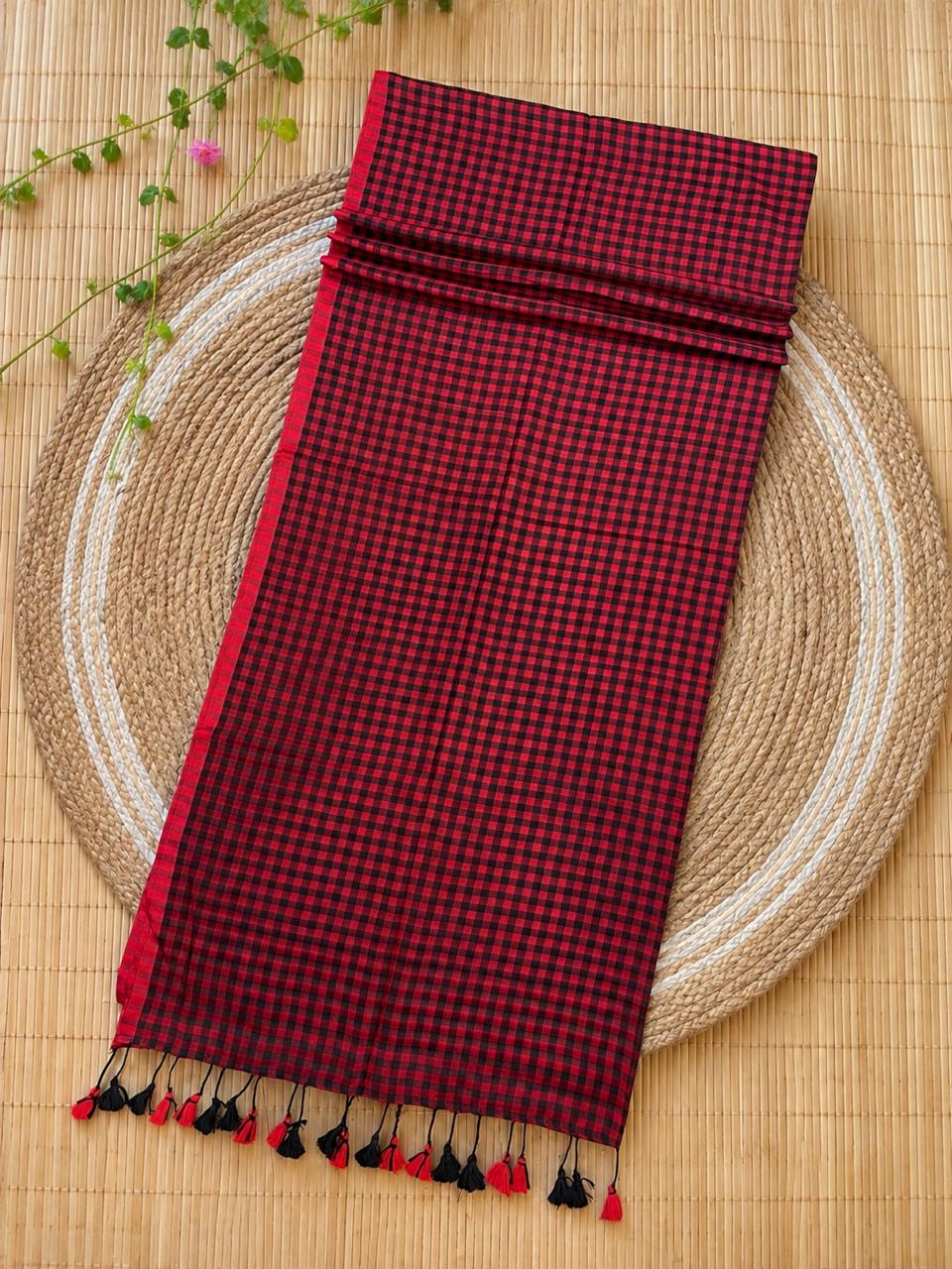 Authentic pure cotton special handloom check saree in Mal Cotton by Rihyaaz