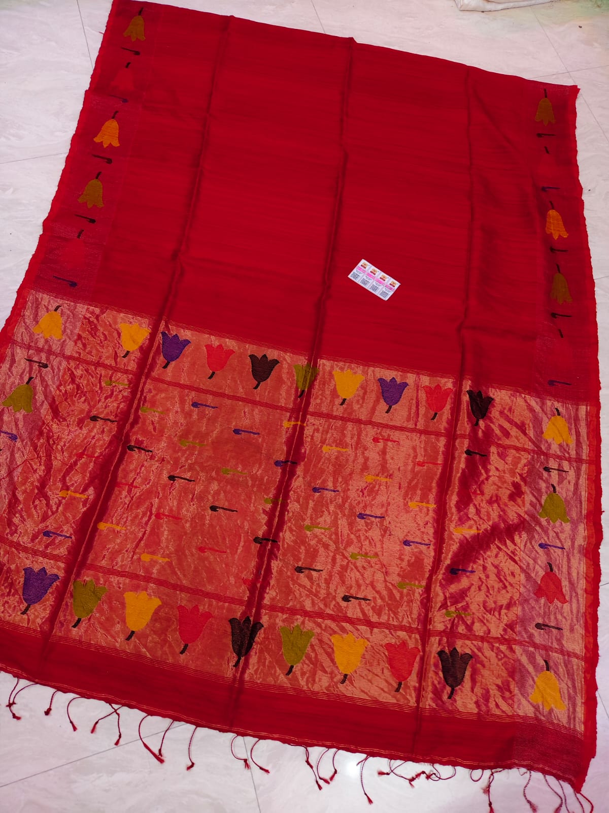 Ruhi Matka Silk Paithani saree with tissue palla by Rihyaaz, traditional handwoven Indian saree