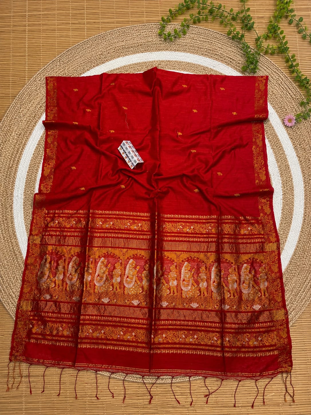 Rajya Matka Swarnachari saree with intricate Krishna Yashoda motif by Rihyaaz