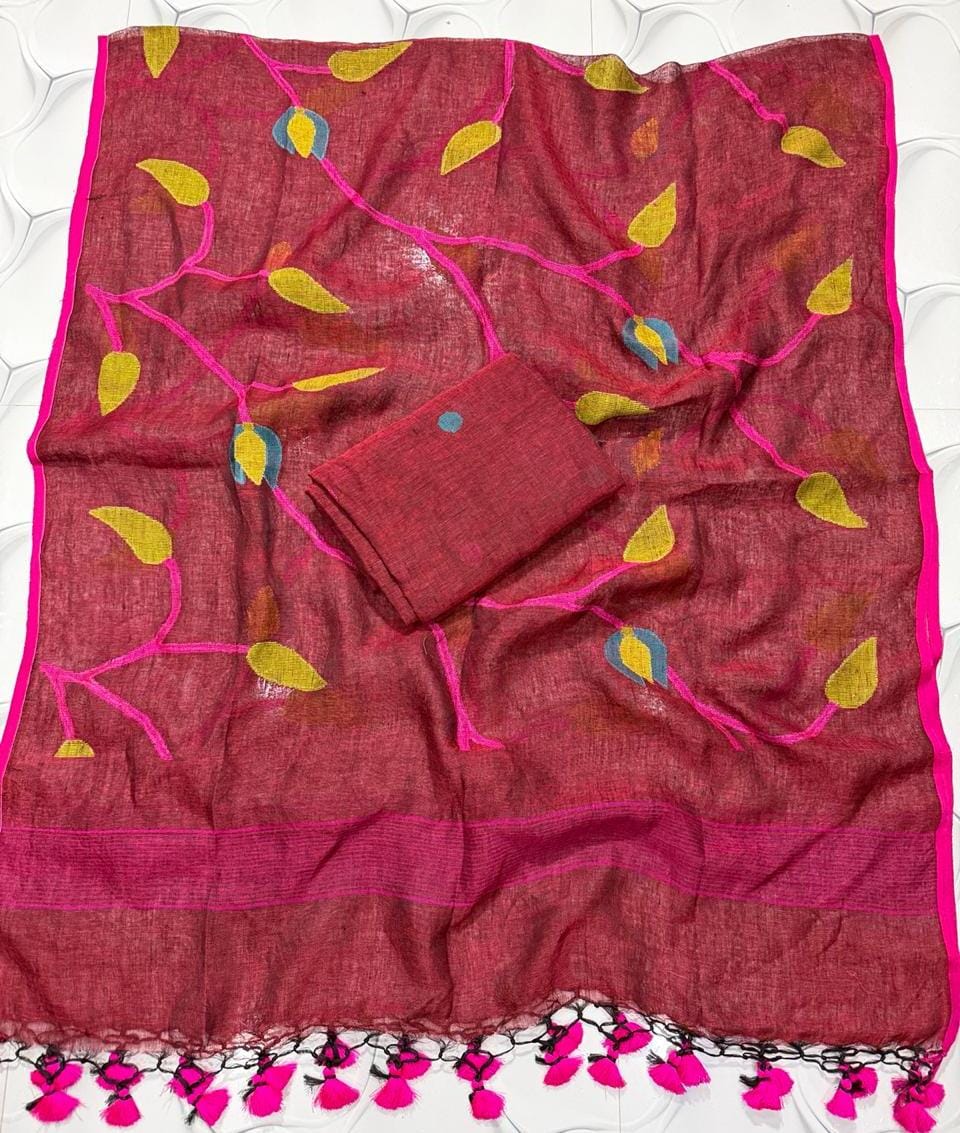 🍁 Pure Joyshree Linen Jamdani Handwoven Suits 🍁| Rihyaaz