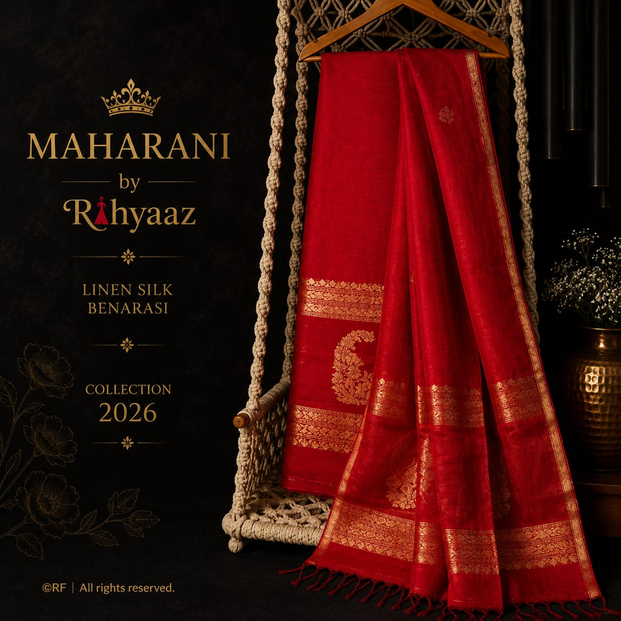 MahaRani Resham by Silk Linen Banarasi Kadhuwa Weaves Suit Set by Rihyaaz featuring premium handwoven Banarasi Kadhuwa weaving for festive, wedding, and luxury ethnic wear.