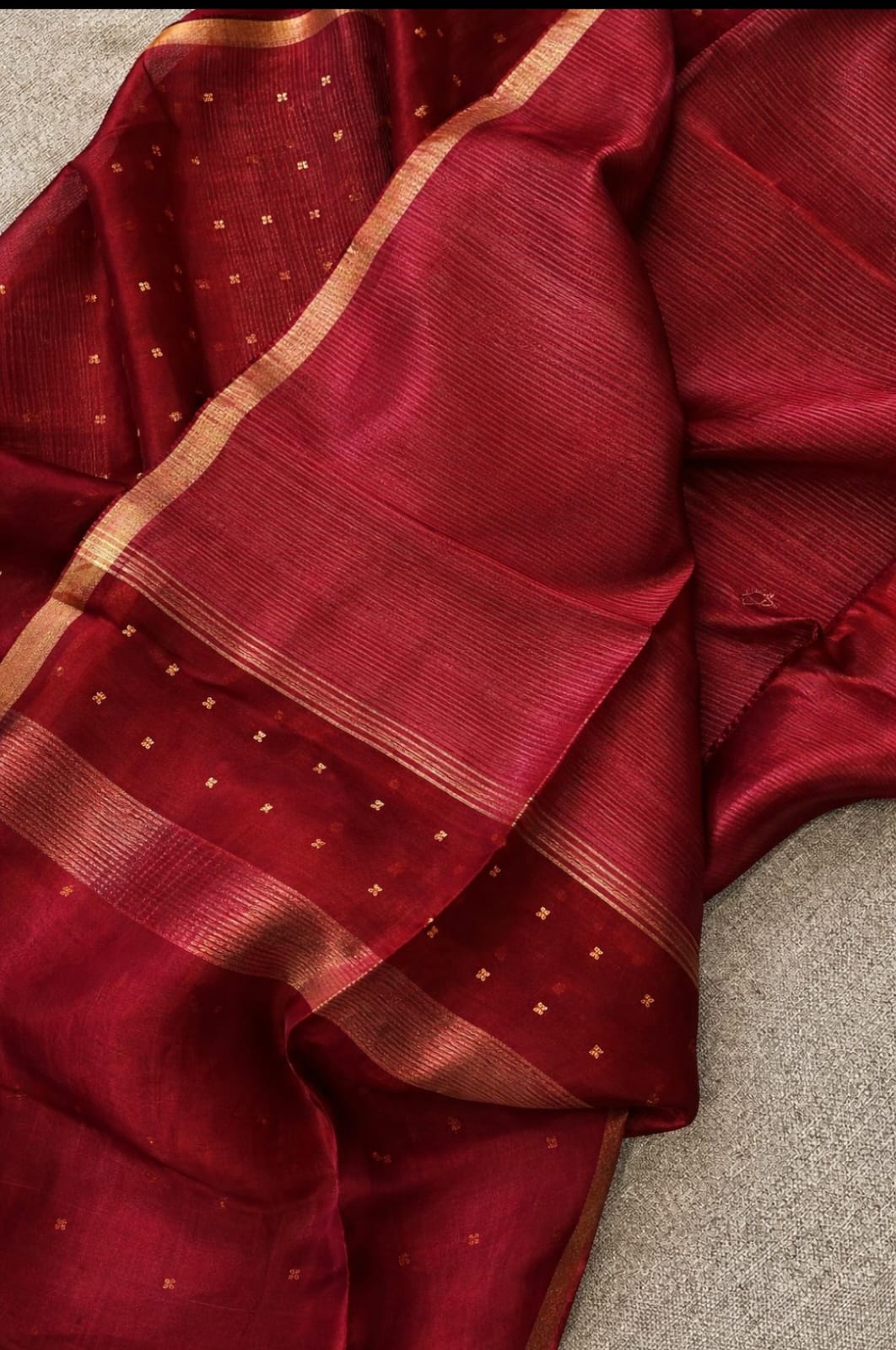 Rupal silk linen sequin woven kurta with micro striped weave and resham palla Jamdani dupatta by Rihyaaz premium handwoven ethnic suit set.