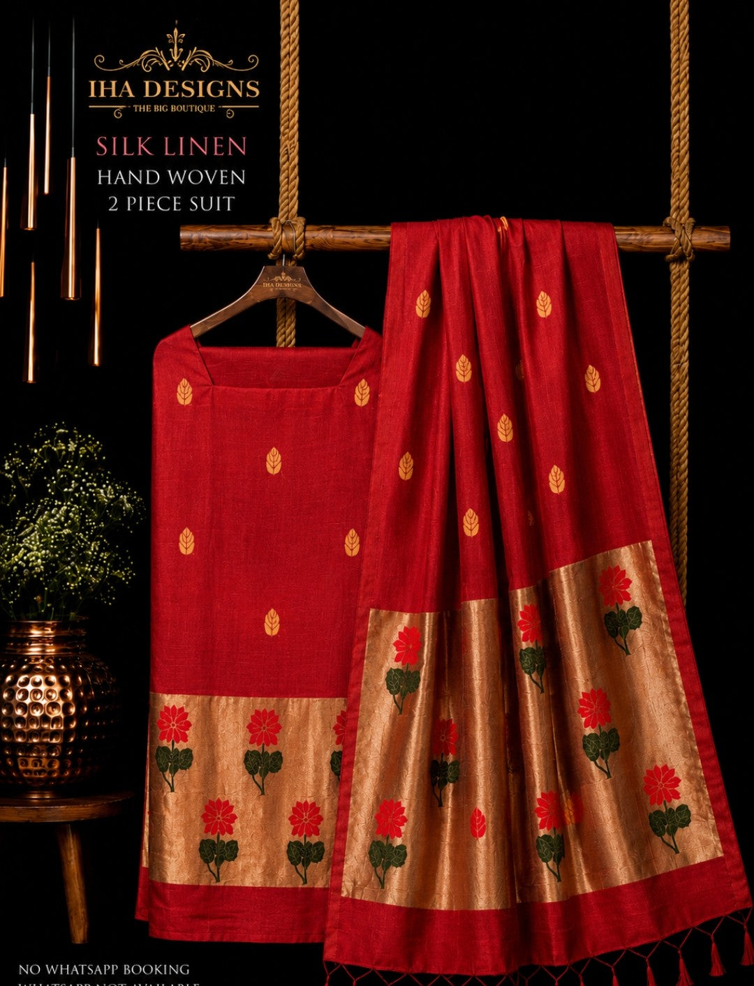 Samya silk linen tissue Meenakari Jamdani suit by Rihyaaz Fashions