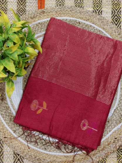 Tiffany Zari Weaved Tissue Silk by Modal Jamdani, premium handwoven lightweight saree with blouse piece by Rihyaaz