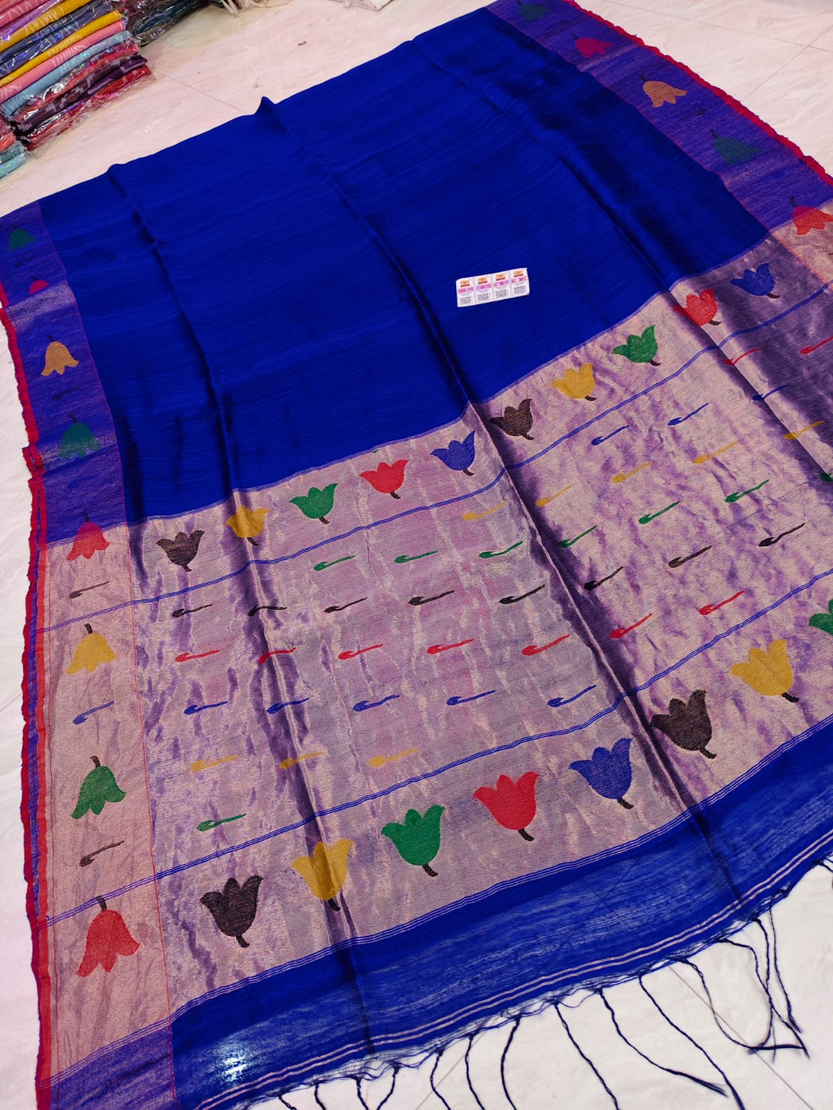 Ruhi Matka Silk Paithani saree with tissue palla by Rihyaaz, traditional handwoven Indian saree