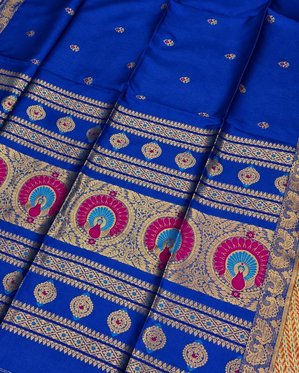 Mrunal | Pure Tussar Handwoven Needle Work Meenakari Jamdani Saree | Rihyaaz