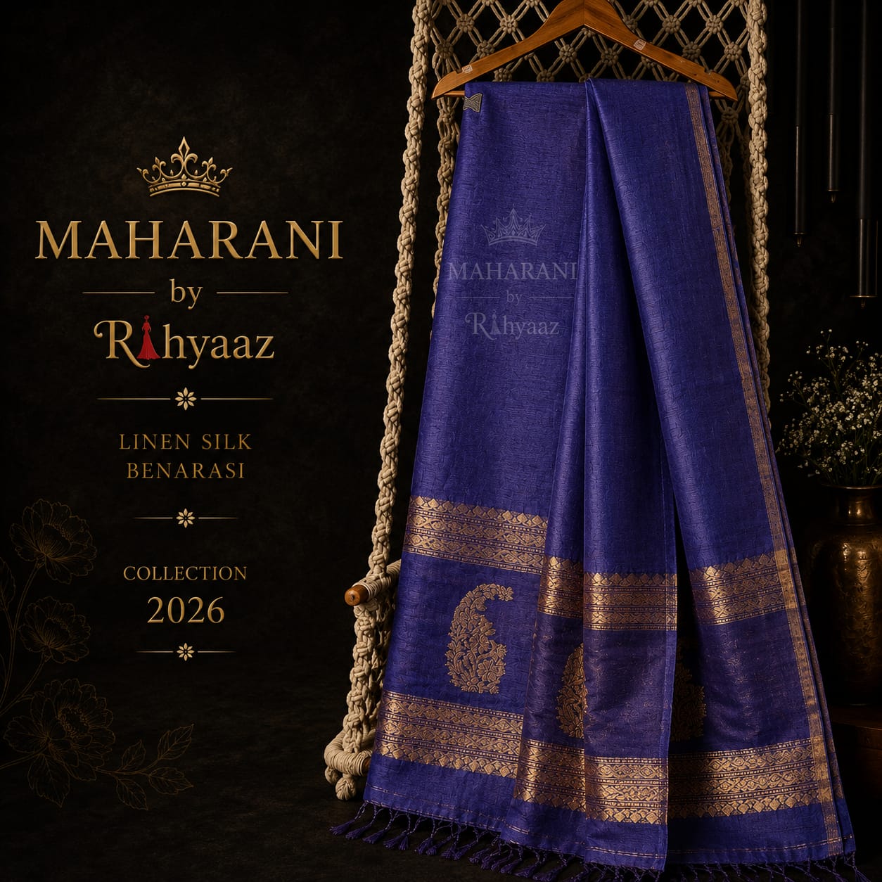 MahaRani Resham by Silk Linen Banarasi Kadhuwa Weaves Suit Set by Rihyaaz featuring premium handwoven Banarasi Kadhuwa weaving for festive, wedding, and luxury ethnic wear.