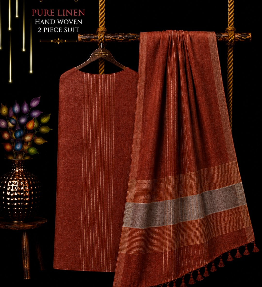 Ena – Pure Jayshree & 120 Count Linen Handwoven Jamdani Suit Set | Rihyaaz