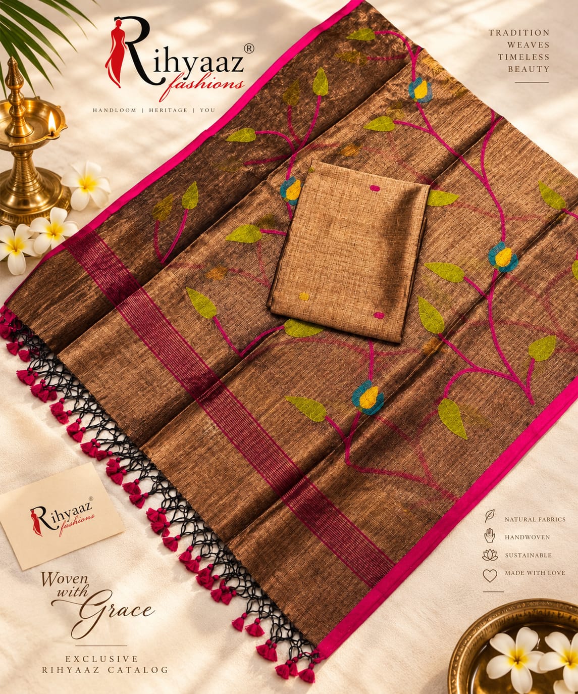 Ruhani | Pure Tissue Needle Jamdani Dupatta & Tissue Polka Weave Suits | Rihyaaz