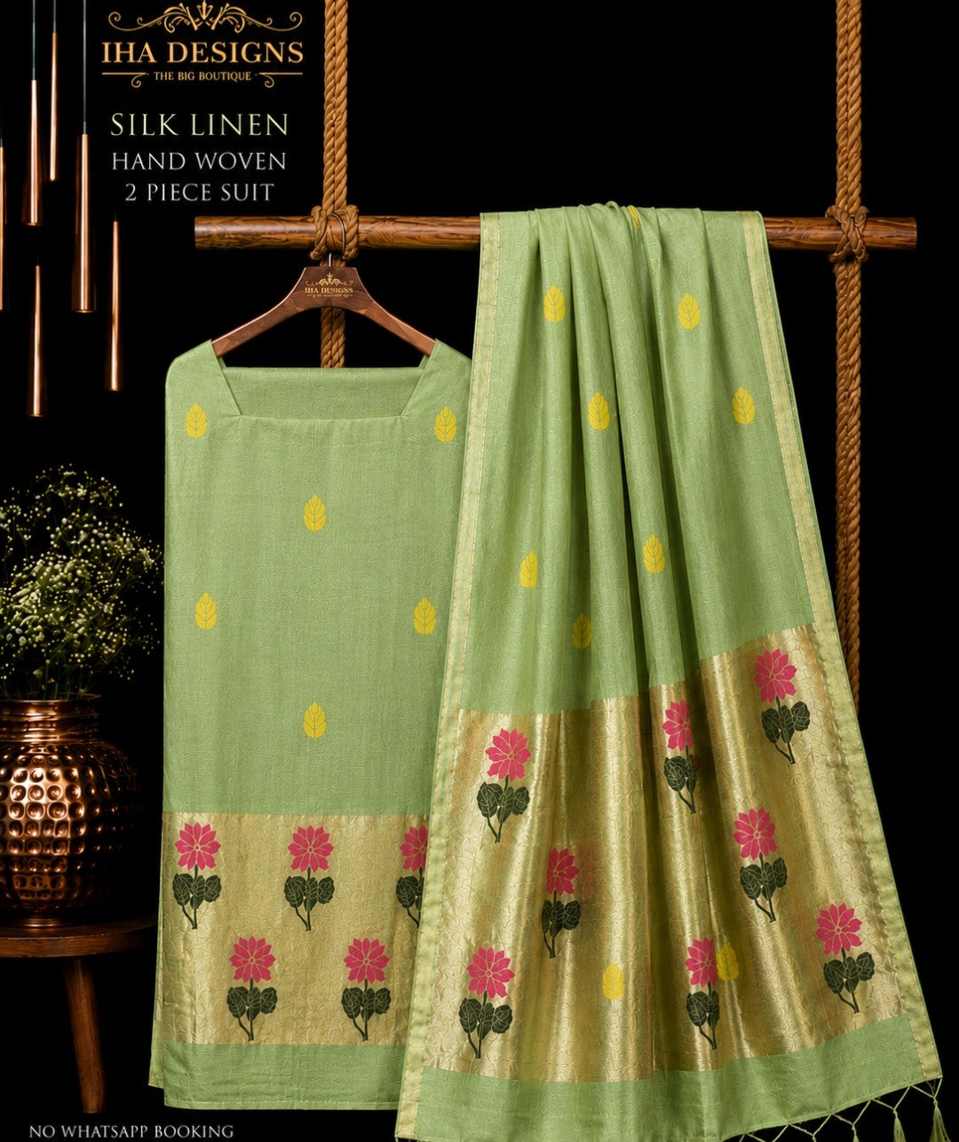 Samya silk linen tissue Meenakari Jamdani suit by Rihyaaz Fashions