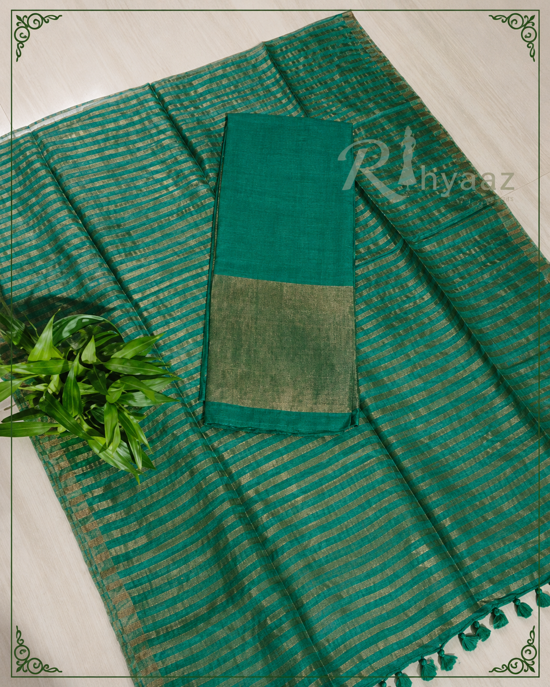 Sharmina - Pure Linen Zari Weaved Suit by Rihyaaz featuring premium handwoven linen fabric with elegant zari weaving, luxury ethnic wear for festive and occasion dressing.