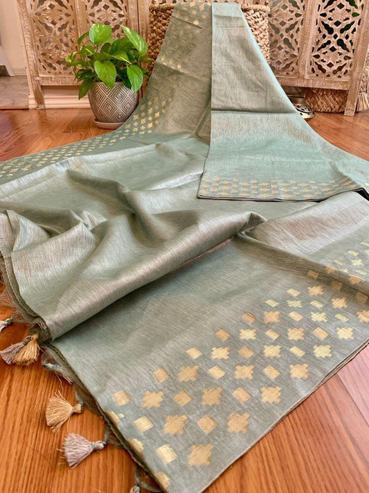 Keyalata Pure Silk Linen Diamond Weaved Handwoven Saree by Rihyaaz featuring elegant diamond weave, premium silk linen fabric, and timeless festive ethnic wear.