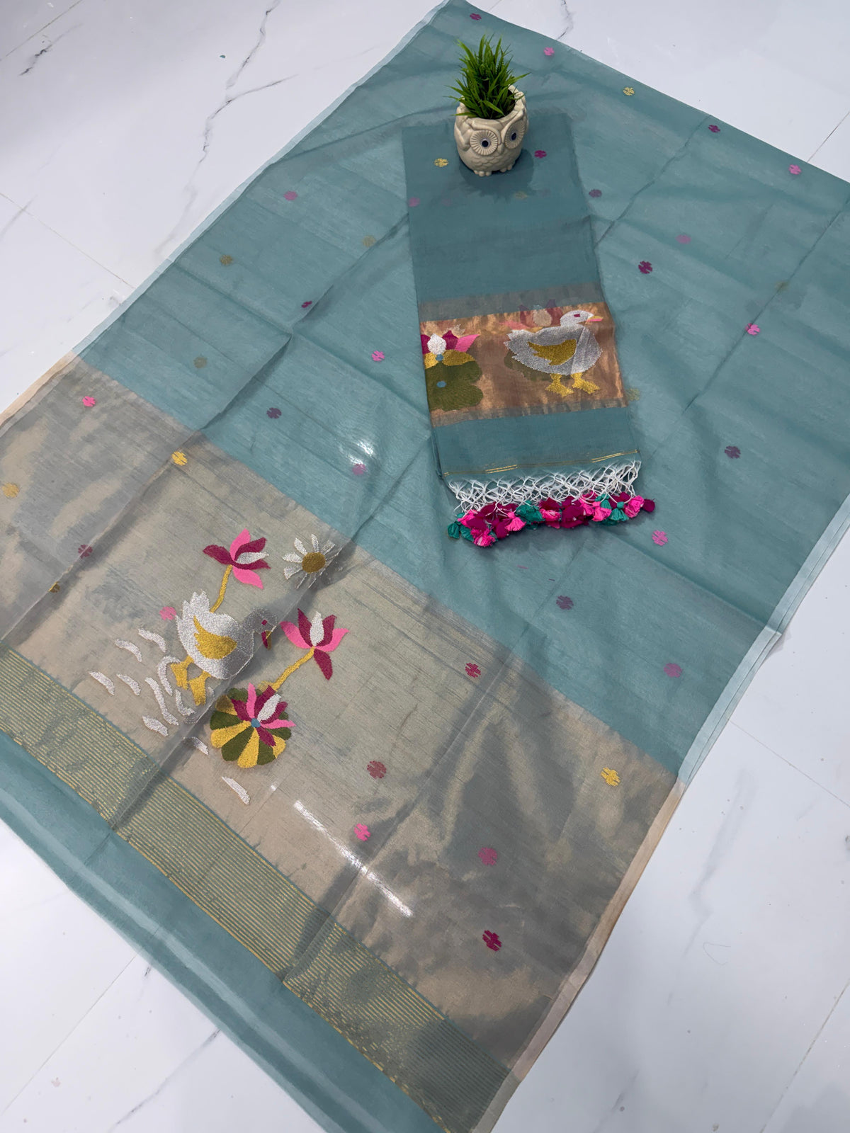 ✨ Muslin Paithani Daaman Work Kurta with Tissue Palla Dupatta | Rihyaaz
