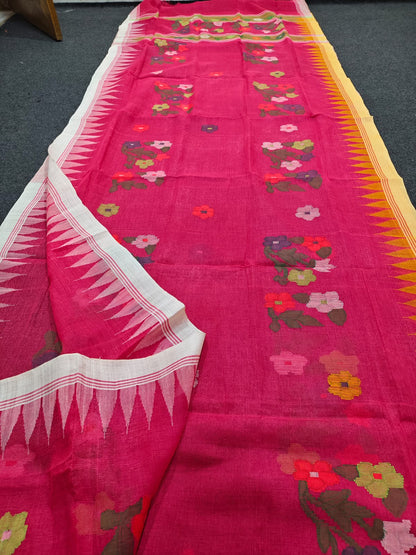 Exclusive handloom Manipuri saree with intricate all-over work, 13–14 haat long length and running blouse piece by Rihyaaz.